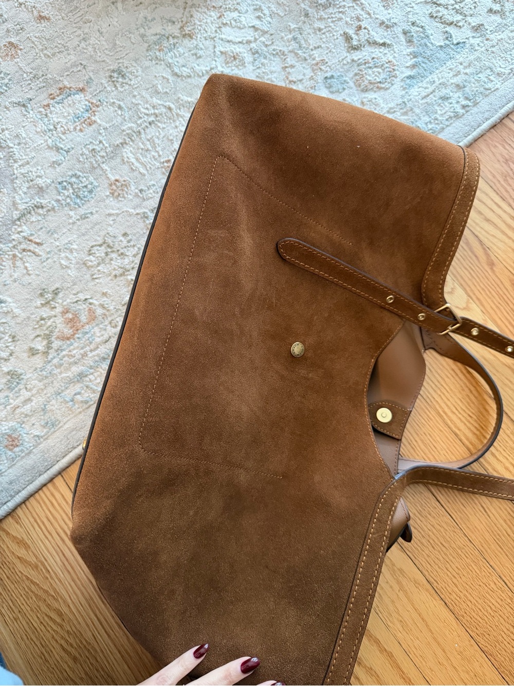 Coach Gramercy Warm Brown Suede Tote Bag - Picture 9 of 14